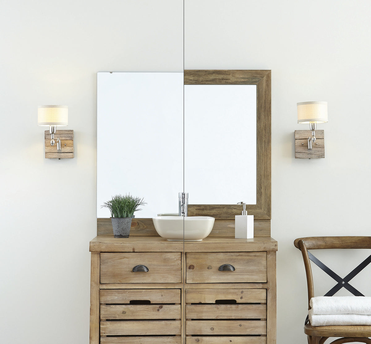 MirrorMate dealer hero before and after mirror frame