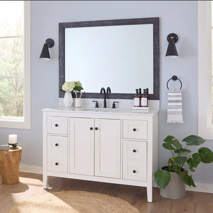 Big Sur Ash Black MirrorMate frame on a bathroom vanity mirror