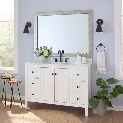 French Quarter Crackled Silver MirrorMate frame on a bathroom vanity mirror
