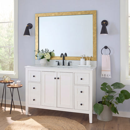 French Quarter Designer Gold MirrorMate frame on a bathroom vanity mirror