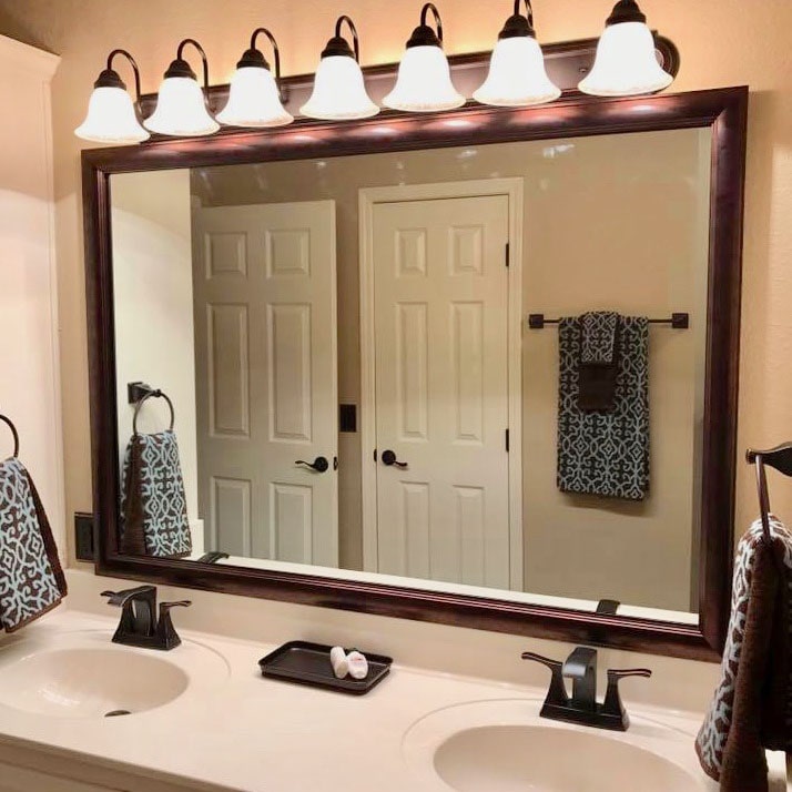  Frame My Mirror Add A Frame - Ebony Bronze 36 x 24 Mirror  Frame Kit- Ideal for Bathroom, Wall Decor, Bedroom and Livingroom -  Moisture Resistant - Weston Design - Mirror